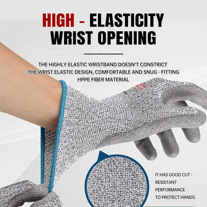 ANSI A9 Cut Resistant Gloves,Cut Resistant Work Gloves,Cut Proof Gloves Nitrile Coated For Metal Fabrication,Woodworking, Construction,Touch Screen,Large