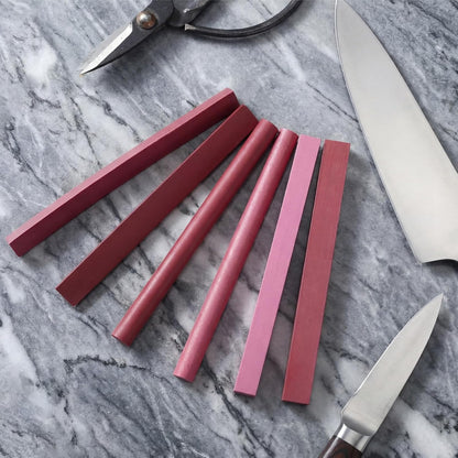 6 Pcs Ruby Sharpening Stone Set 3000# Whetstone Kit Fine Polishing Sharpener Stone for Knife Blade Sharpen Chisel Gouge Tool, 6 Shapes 100mm Length