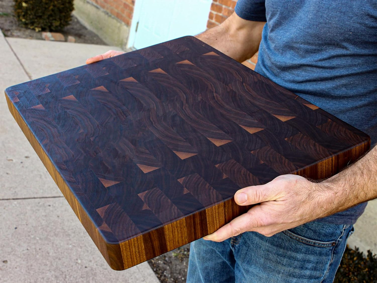 Large End Grain Walnut Cutting Board, Wedding Gift, Walnut or Maple Butcher Block with Rubber Feet, Up to 2” Thick, Personalized Cutting Board, Christmas Gift, Made in the USA