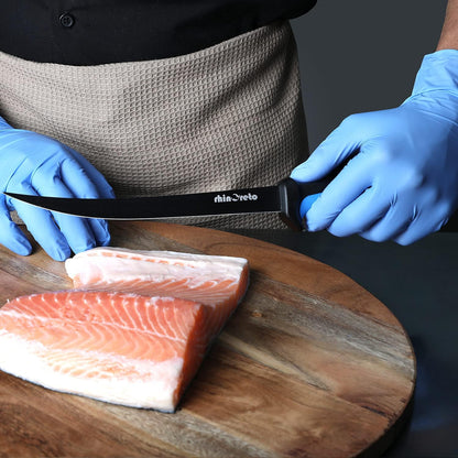 Rhinoreto Fillet Knife for Fish - Razor Sharp G4116 German Stainless Steel Blade, 6.5 Inch Professional Filleting & Boning Knife with Non-Slip Handle, Protective Sheath & Sharpener