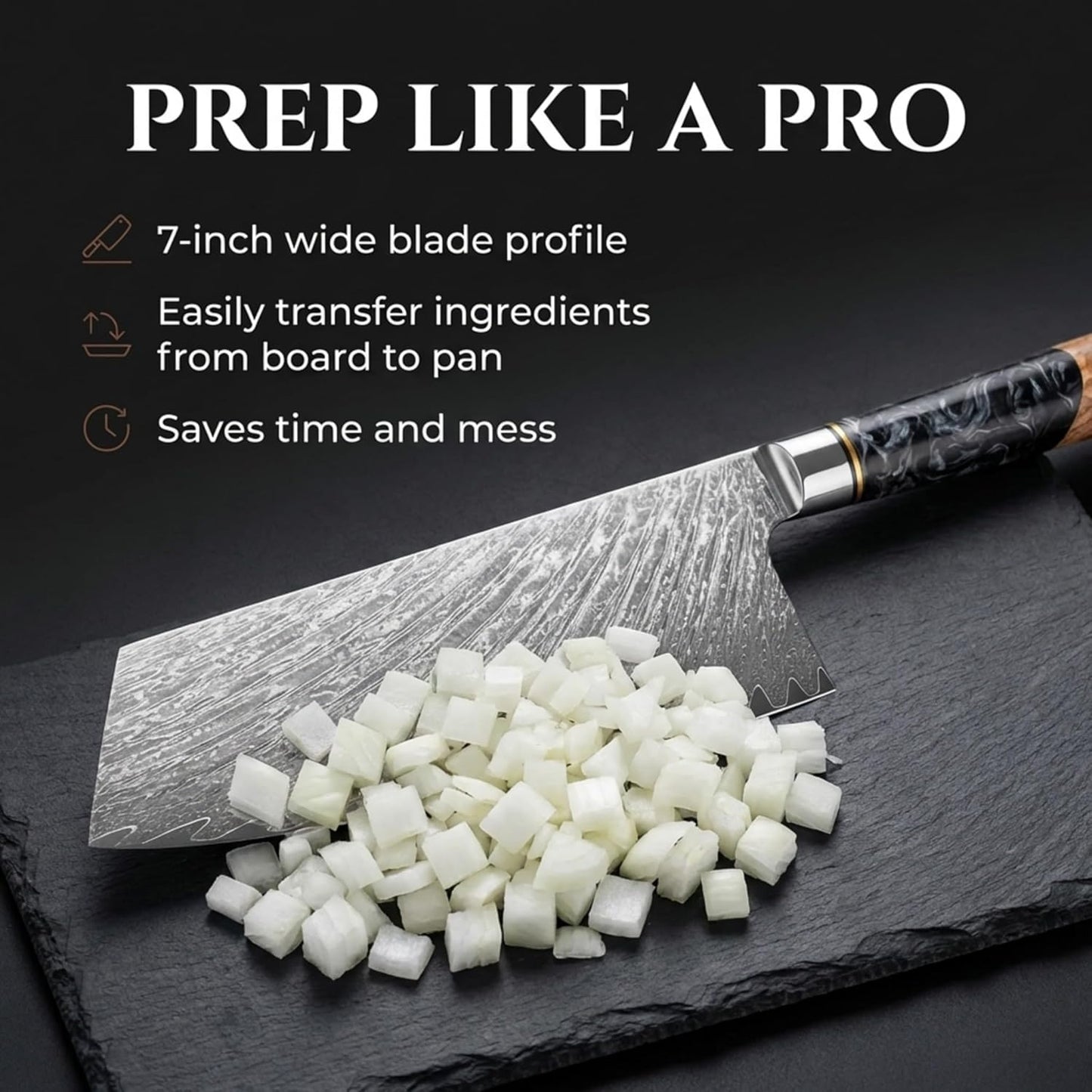 7” Nakiri Knife – Damascus Steel Kitchen Knife with 9Cr18MoV Core, Japanese Vegetable Chef Knife, Ultra Sharp Chopping Knife with Black Burl Wood Ergonomic Handle
