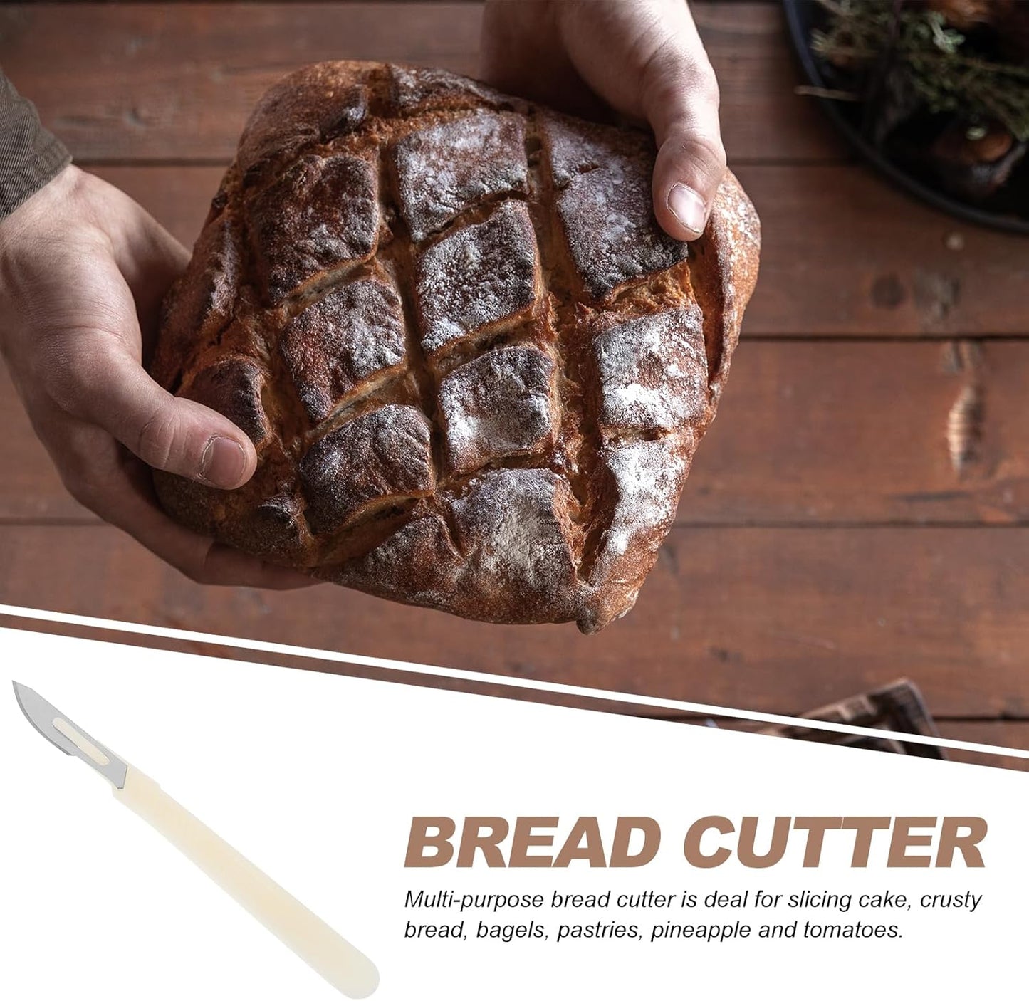 Luxshiny Bread Cutter 6.10In Serrated Baking Cutter with Curved Design and Handle Bread Cutting Tool for Home Kitchen Bakery Cake and Sandwich Slicing