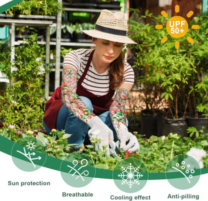 4 Pairs Gardening Sleeves Anti-Slip Arm Protection with Thumb Hole Sun Sleeve Cooling Arm Sleeves for Women Men Outdoor