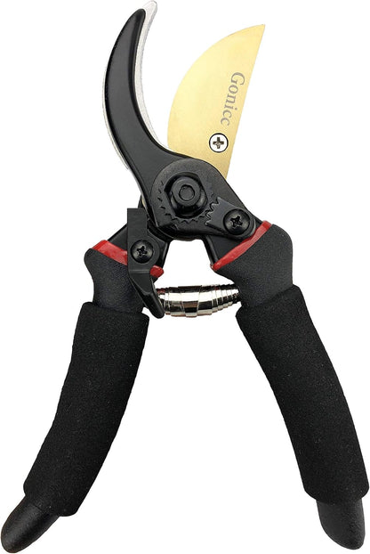 gonicc 8" Professional Premium Titanium Bypass Pruning Shears (GPPS-1003), Hand Pruners, Garden Clippers, Bonsai Cutters
