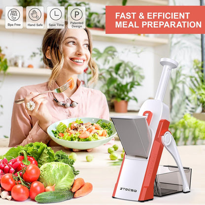 5 in 1 Safe Mandoline Slicer for Kitchen, Safe Vegetable Chopper, Paring Knife, Adjustable Thickness, Easy to Clean, Vegetable Slicer, Slicing, Strips, Shredding, Dicing, Chop (Black Knight)