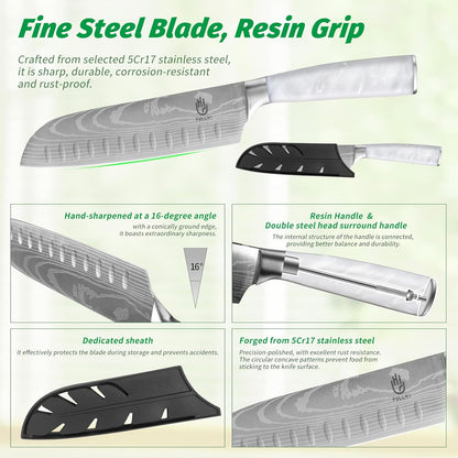FULLHI Knife Set, 14pcs Japanese Knives Set, Premium German Stainless Steel chef Knife Set