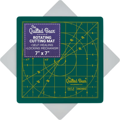 The Quilted Bear Rotating Cutting Mat 12" x 12" - Locking & Rotating Self Healing Cutting Board for Sewing, Fabric & Quilting - 360 Degree Sewing Supplies Mat for Craft Table (Pink)