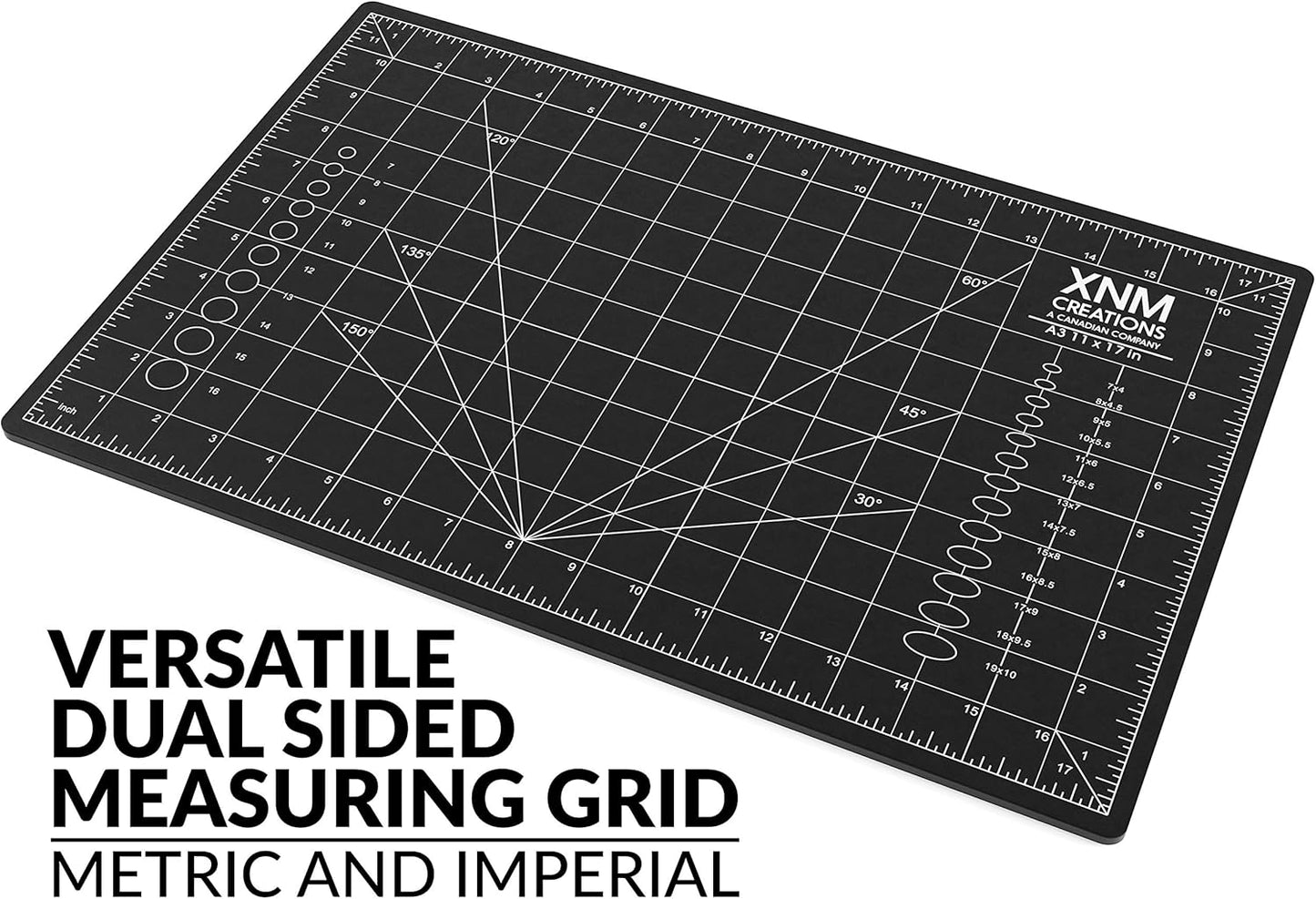 XNM Premium Self Healing Cutting Mat - 8 Inches by 11 inches - A4, 3 Layer Quality PVC Construction - Dual Sided, Imperial and Metric Grid Lines - Perfect for Cutting, Sewing, and Crafts