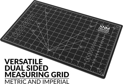 XNM Premium Self Healing Cutting Mat - 8 Inches by 11 inches - A4, 3 Layer Quality PVC Construction - Dual Sided, Imperial and Metric Grid Lines - Perfect for Cutting, Sewing, and Crafts