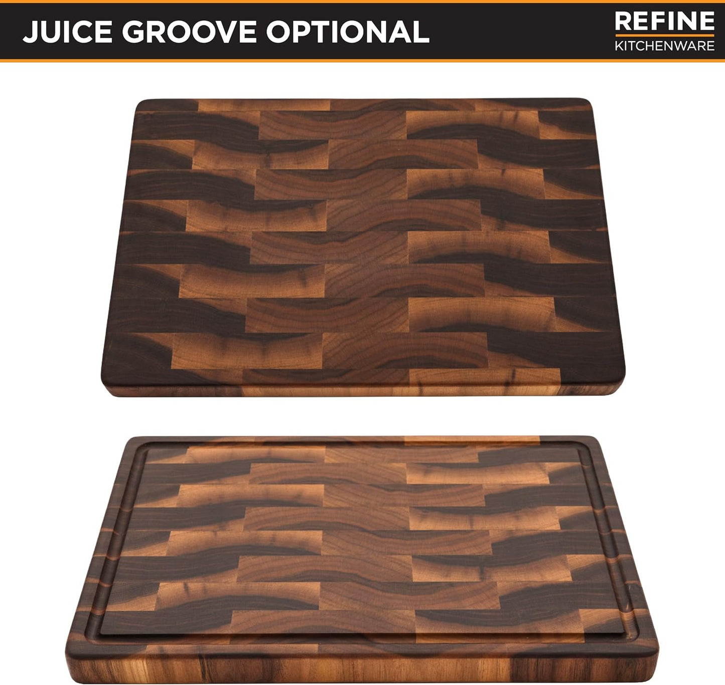 Large End Grain Walnut Cutting Board, Wedding Gift, Walnut or Maple Butcher Block with Rubber Feet, Up to 2” Thick, Personalized Cutting Board, Christmas Gift, Made in the USA
