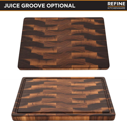 Large End Grain Walnut Cutting Board, Wedding Gift, Walnut or Maple Butcher Block with Rubber Feet, Up to 2” Thick, Personalized Cutting Board, Christmas Gift, Made in the USA