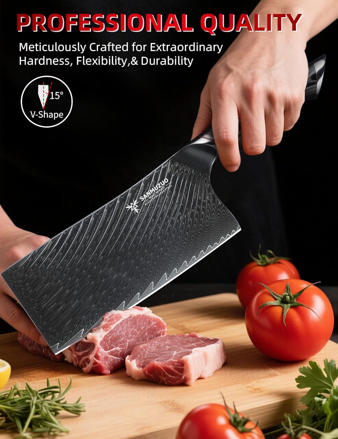 3.5 Inch Paring Knife - Fruit and Vegetable Peeling Knives, Black Damascus Steel with Ergonomic Handle - MIAO Series
