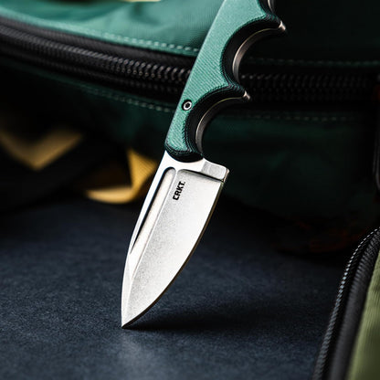 CRKT Minimalist Bowie Outdoor Survival Fixed Blade Knife with Sheath: Stainless Steel Plain Edge Blade, Micarta Handle, 2387