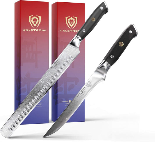 Dalstrong Shogun Series 12" Slicing & Carving Knife - Granton Edge Bundled with the Shogun Series 6" Boning Knife Gift Set- Japanese AUS-10V - BBQ Knife Bundle