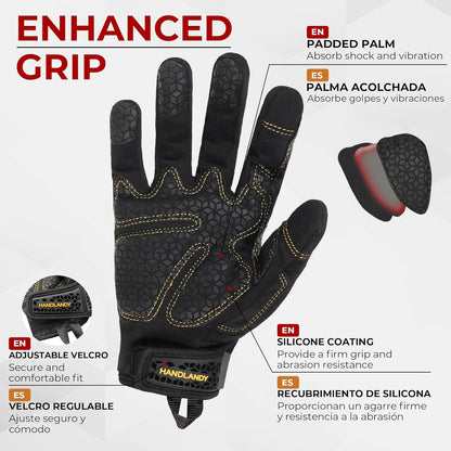 HANDLANDY Work Gloves for Men & Women, Utility Mechanic Working Gloves Touch Screen, Flexible Gardening Gloves for Yard
