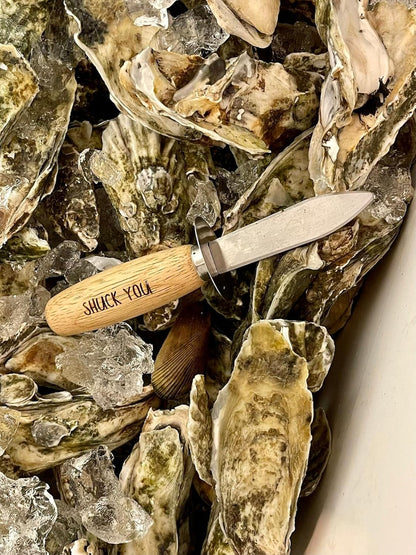 Personalized Oyster Knife – Engraved Wooden Handle, Stainless Steel Oyster Shucking Knife, Seafood Tool