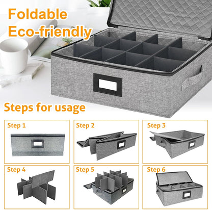 VERONLY 2 Pack Flatware Utensil Storage - Sturdy Silverware Storage Box with Dividers, 5 Compartment Flatware Storage Case with Handles and Removable Lid for Moving&Protected(Dark Gray)