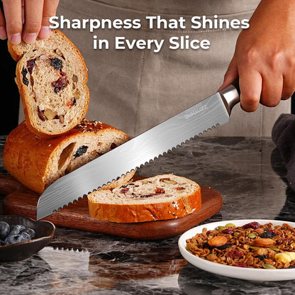 DiiHAUZZ Steak Knives Set of 6, Serrated Steak Knife Set 4.5 Inch, Ultra Sharp Forged High Carbon Stainless Steel Dinner Knife with Ergonomic Pakkawood Handle, Damascus Pattern and Gift Box