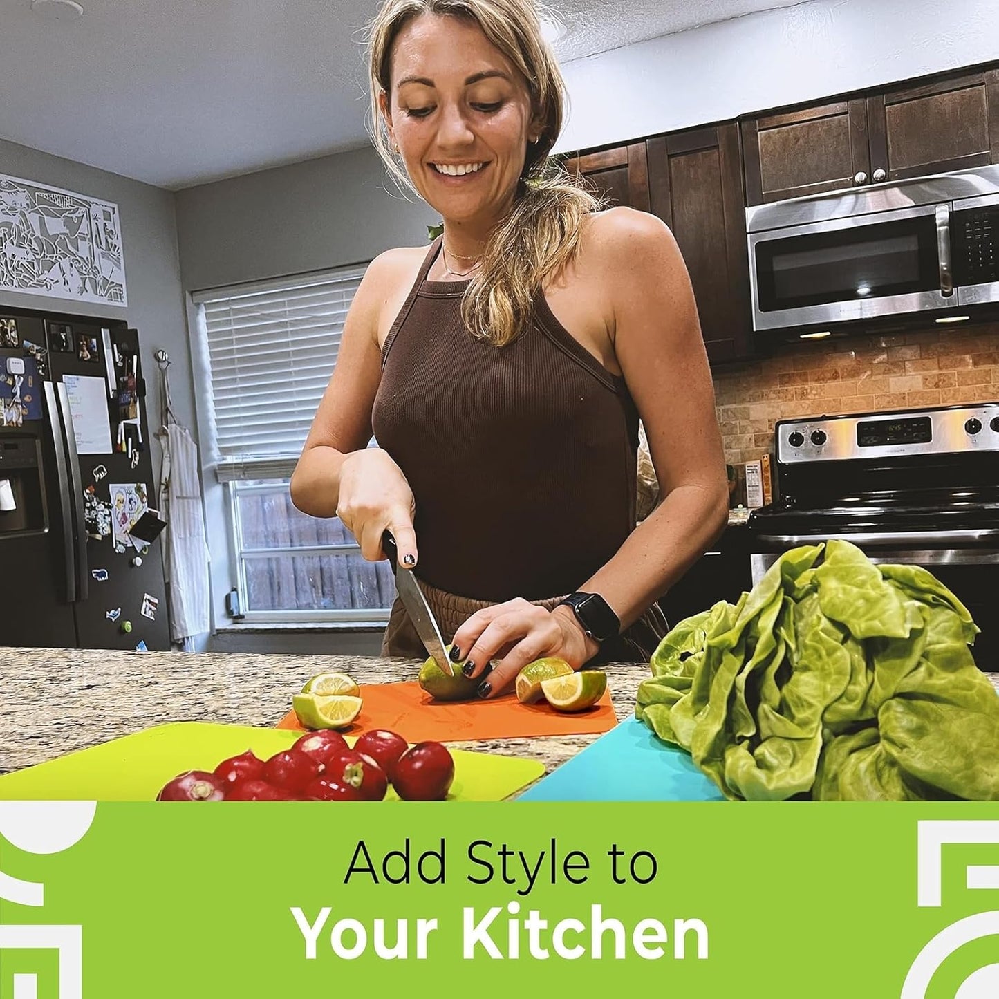 Simply Genius Plastic Cutting Boards - Flexible Color Coded Cutting Board Set - Textured Grip Odor-Resistant Dishwasher-Safe Chopping Mat - Pack of 4-8 in x 11 in - Multicolor