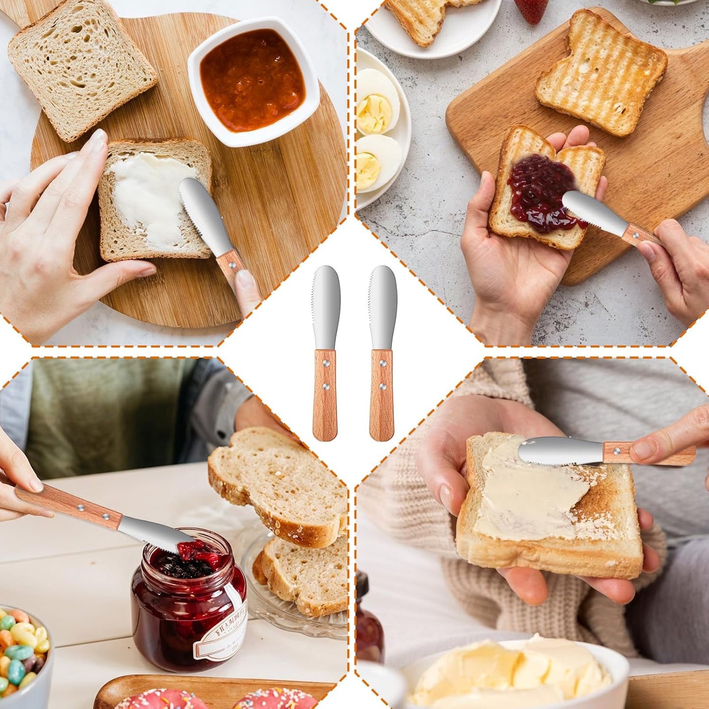 Ouligay 2 Pcs Butter Knife Spreader, Stainless Steel Butter Knife with Grater Blade for Spreading and Slicing, Corrosion-Resistant Finish, Easy-Grip Handle for Cheese Sandwiches (7.52 In)