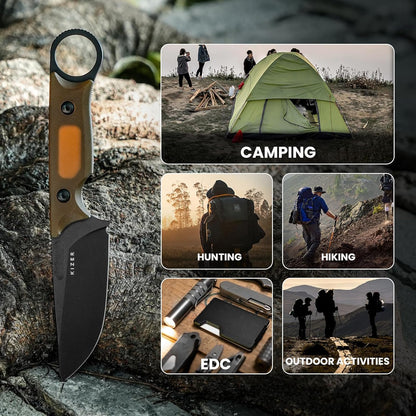 Kizer Cabox Fixed Blade Knife, 3.36" D2 Steel Fixed Blade Hunting Knife G10 Handle with Sheath, Survival Camping Knives 1048A3