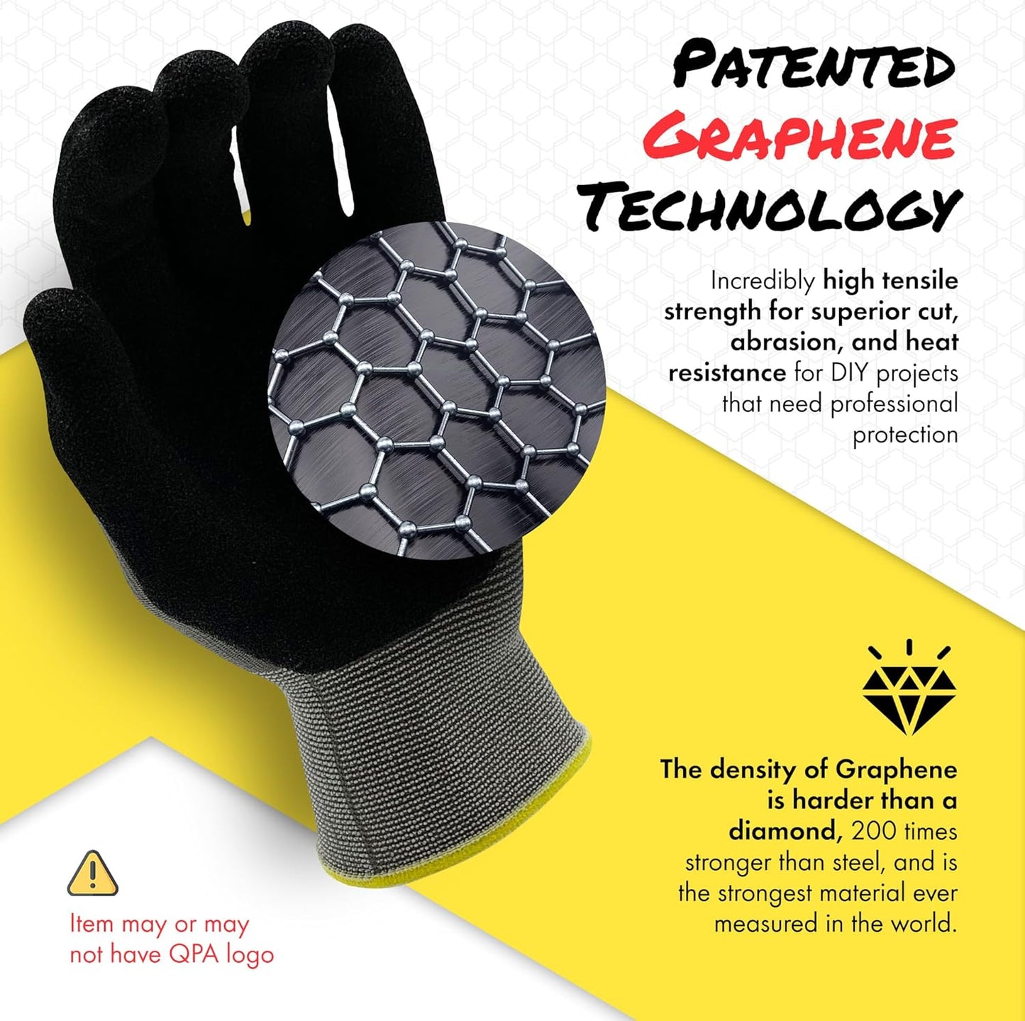 Quest Protective Apparel Cut Resistant Work Gloves (ANSI A1) – Lightweight Graphene Gloves for Gardening, DIY, Mechanical & General Handling – Breathable Grip Gloves for Men & Women – Large, Pack of 3