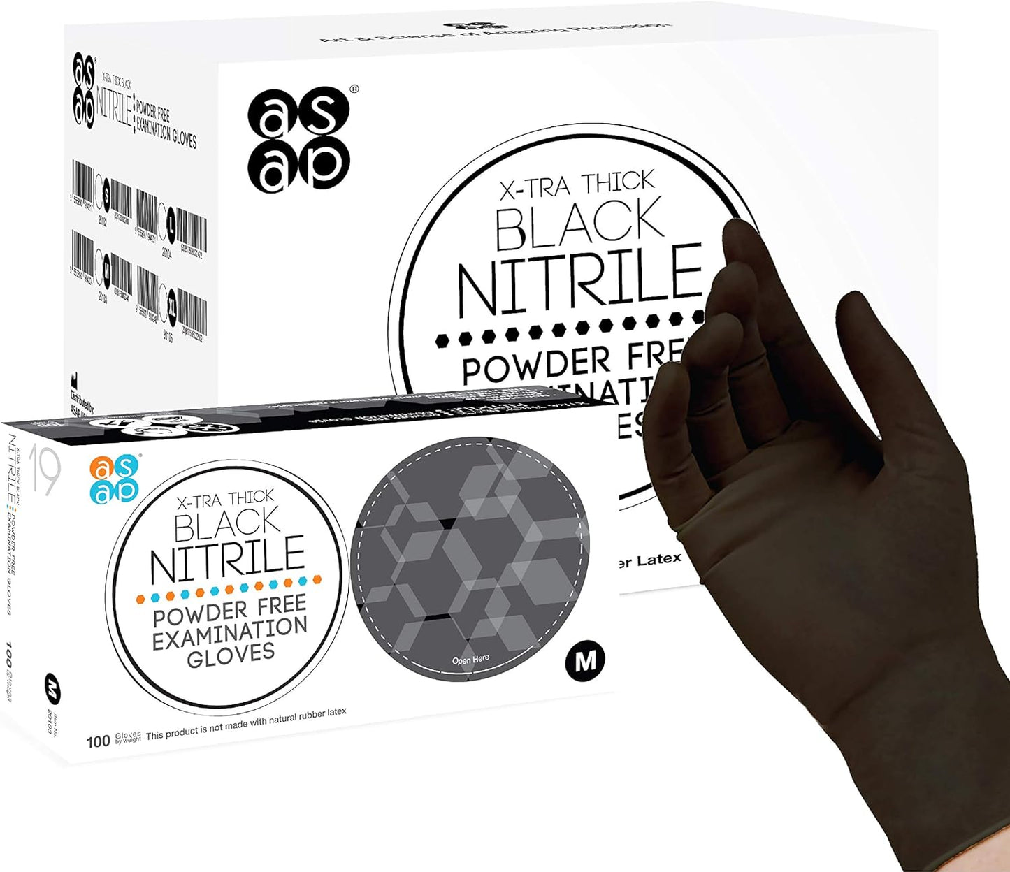 ASAP Black Nitrile Gloves Disposable Latex Free 4 Mil, Powder Free, Food Safe, Medical, Tattoo, Cleaning Gloves