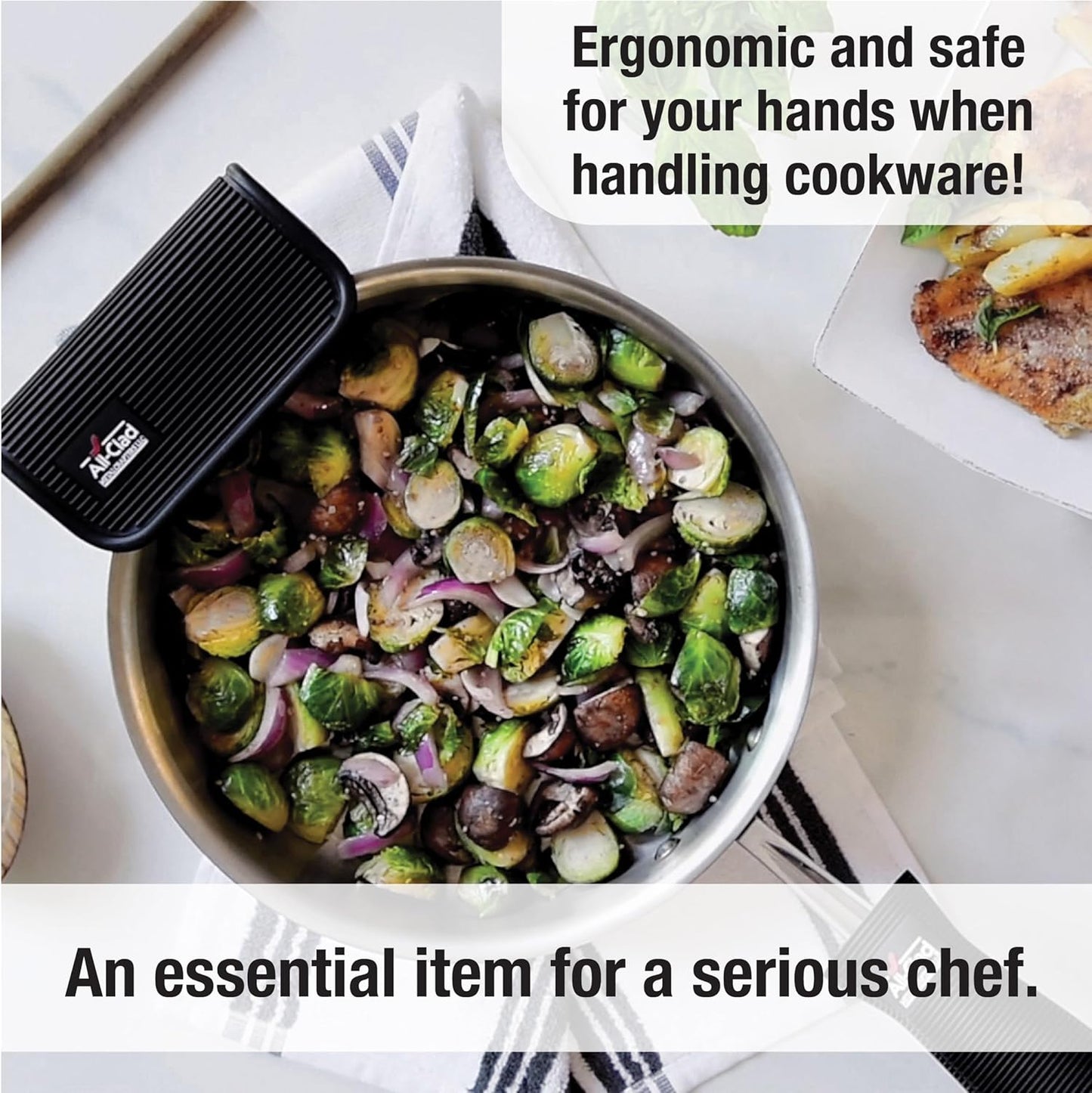 All-Clad Premium Cookware Protectors: Pot and Pan Protectors for Kitchen Organization - Perfect for Cast Iron, Steel, or Glass, (3-Piece), Black/Grey