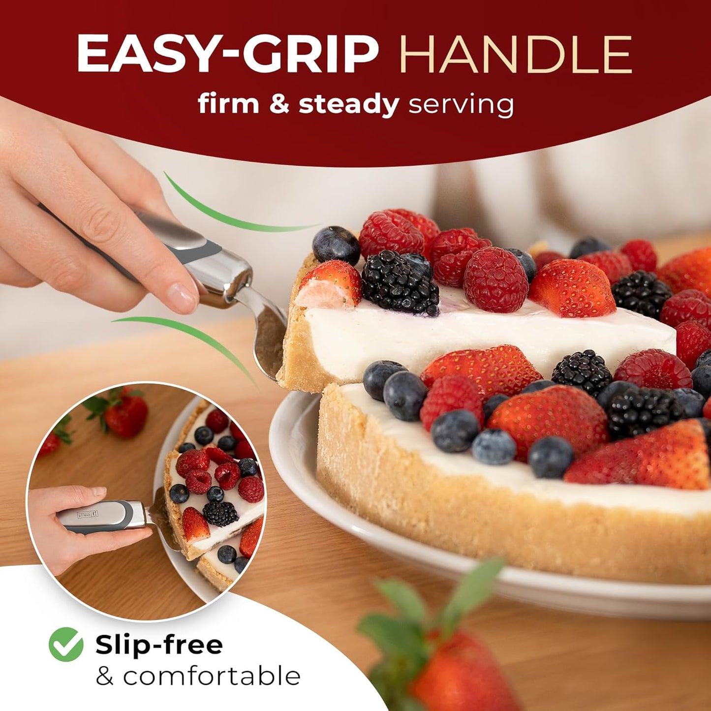 Orblue Pie Server, Essential Kitchen Tool, Serrated on Both Sides, Great for Right or Left Handed Chef, Stainless Steel Flatware , Cake Cutter,White