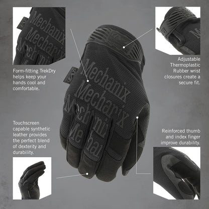 Mechanix Wear Original Tactical Glove - High Performance Anti-Slip Grip Safety Gloves - Impact Resistant & Touchscreen Capable - Medium - Covert Black