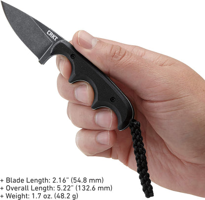 CRKT Minimalist Bowie Outdoor Survival Fixed Blade Knife with Sheath: Stainless Steel Plain Edge Blade, Micarta Handle, 2387