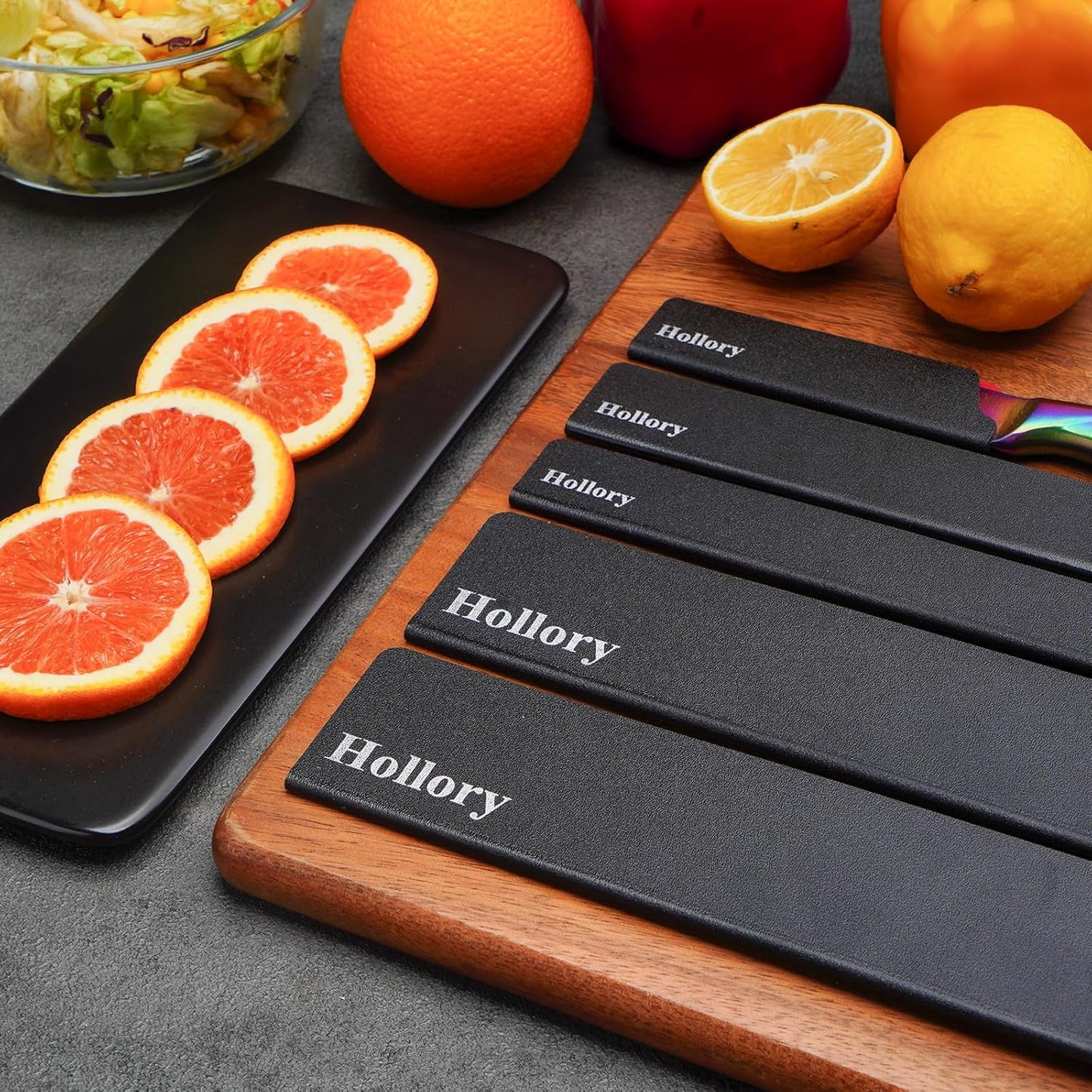 Kitchen Knife Guards Set, Universal Blade Covers, Abs Plastic BPA-Free Blade Protector with Velvet Lining, Professional Kitchen Knife Storage Solution for Home Cooks, Black (2 Pcs)