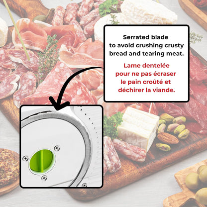 Starfrit Deli Slicer, Slices Meat, Cheese, Bread, 6.5" Stainless Steel Blade, Adjustable Thickness Knob, Nestable for Easy Storage, 2-in-1 Fruit and Vegetable