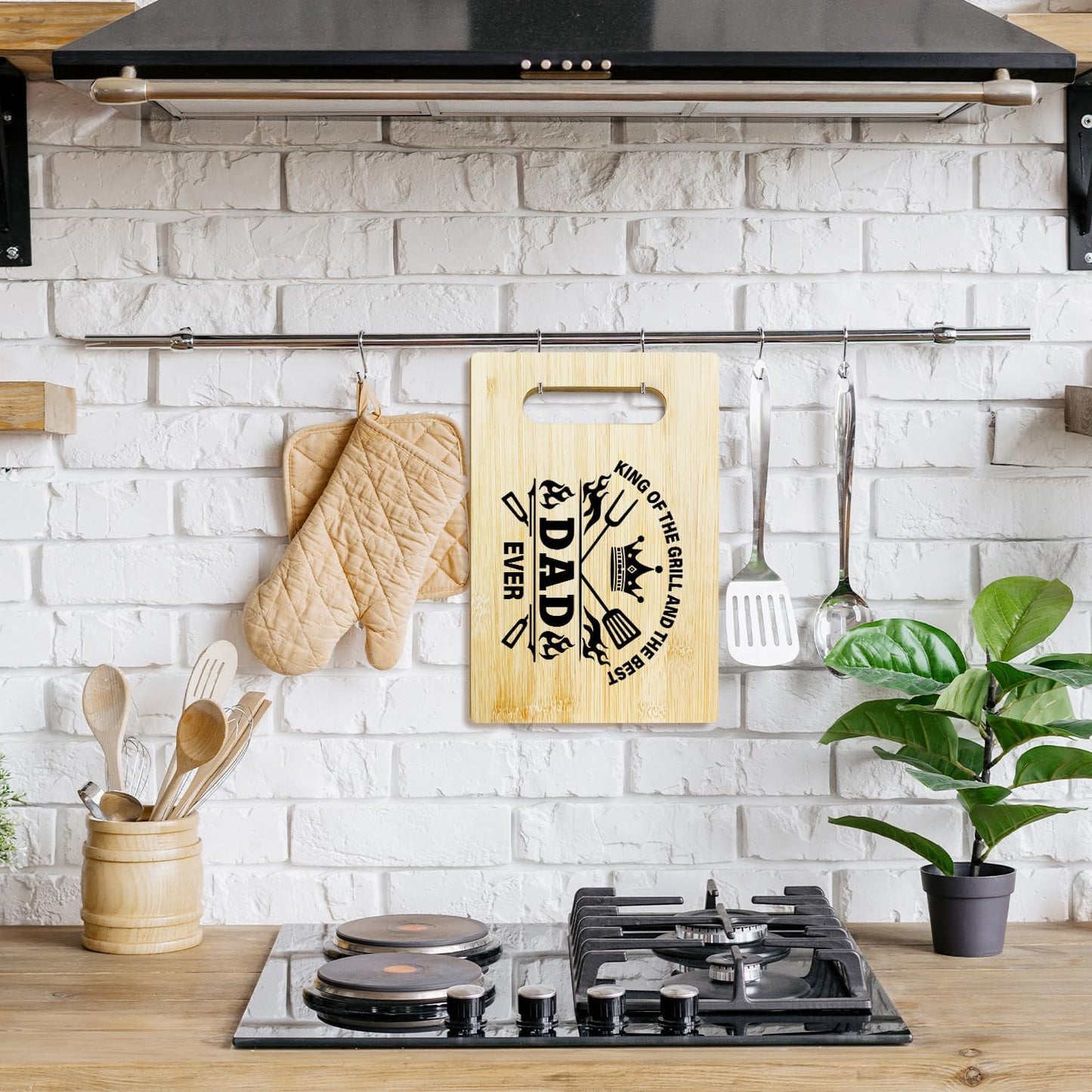 Best Dad Ever Bamboo Cutting Board, Grilling Gift For Men, Funny Charcuterie Boards for Home Kitchen Decor, Father's Day Birthday Gifts for Dad from Daughter Son -047