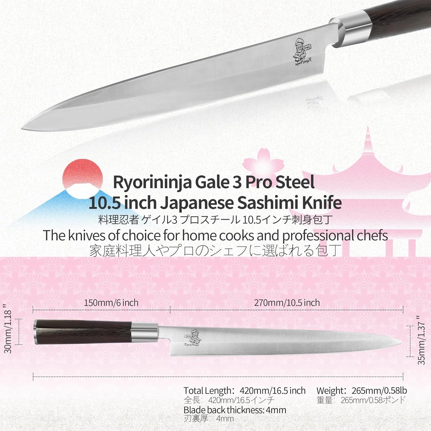 Dexter Fish Fillet Knife 8.5 inch Japanese Steel Honesuki, Professional stainless Steel Kitchen Chef Boing Knife for cooking with Gift Box for Men and Women (8.5"Fillet)