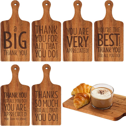 15 Pcs Wood Cutting Board with Handle 11 x 4.92 Inch Acacia Wooden Serving Kitchen Chopping Boards Wooden Serving Board with Hanging Hole for Vegetables Meat Pizza Cheese Fruit Bread