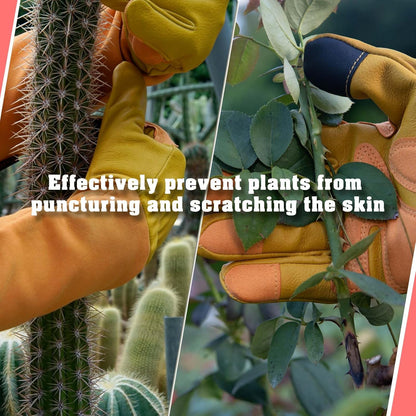 Long Gardening-Gloves Women/Men-Thorn proof Rose Pruning Heavy Duty Gauntlet, Best Garden Gifts for Gardener-L