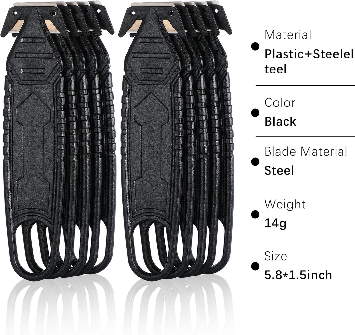 Therwen 30 Pcs Safety Box Cutter Knife of Stainless Steel Concealed Blade Package Opener with Tape Splitter for Carton Cardboard Wrap Letter Work Bag Straps Film Utility Tool (Black)