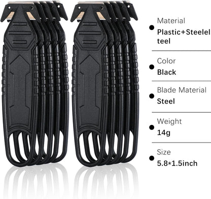 Therwen 30 Pcs Safety Box Cutter Knife of Stainless Steel Concealed Blade Package Opener with Tape Splitter for Carton Cardboard Wrap Letter Work Bag Straps Film Utility Tool (Black)
