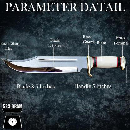 14" Crocodile Dundee Bowie Knife with Sheath-Hunting Knife with Sheath-Mirror Polished Survival Tactical Knife,Cuchillos de caza for Camping, Outdoor, Bushcraft- Knives for Men