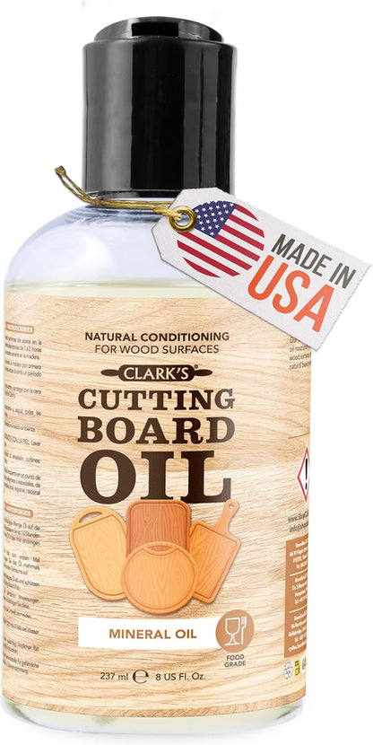 CLARK'S Cutting Board Oil - Coconut Extract Oil for Cutting Board - Made with Fractionated Coconut Oil for Kitchen Countertops, Butcher Blocks, Wooden Bowls and Utensils