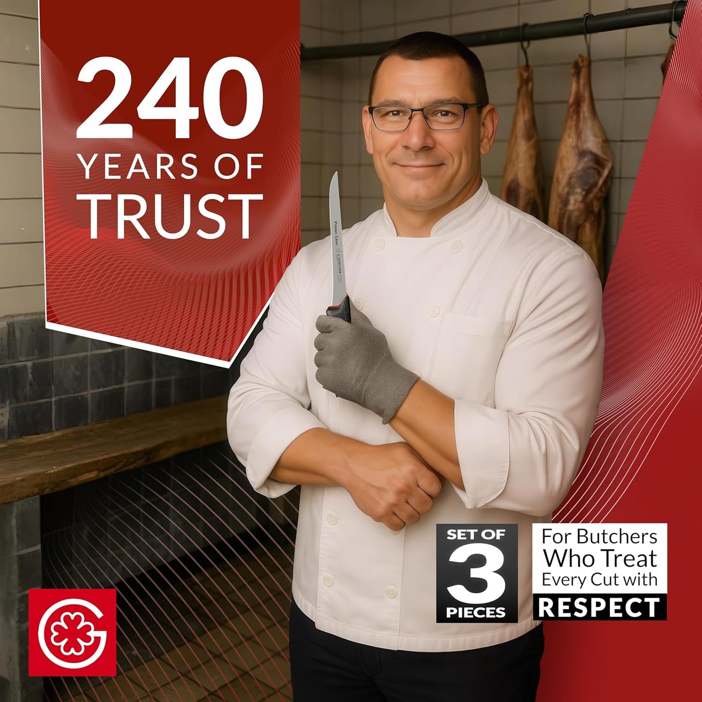 Giesser since 1776, Made in Germay, Boning knife 6 Inch Flexible Streight thinn Blade, Ultra Slip Resistant, Dishwashersafe, rustfree, Butcher Knife for Filleting (3)