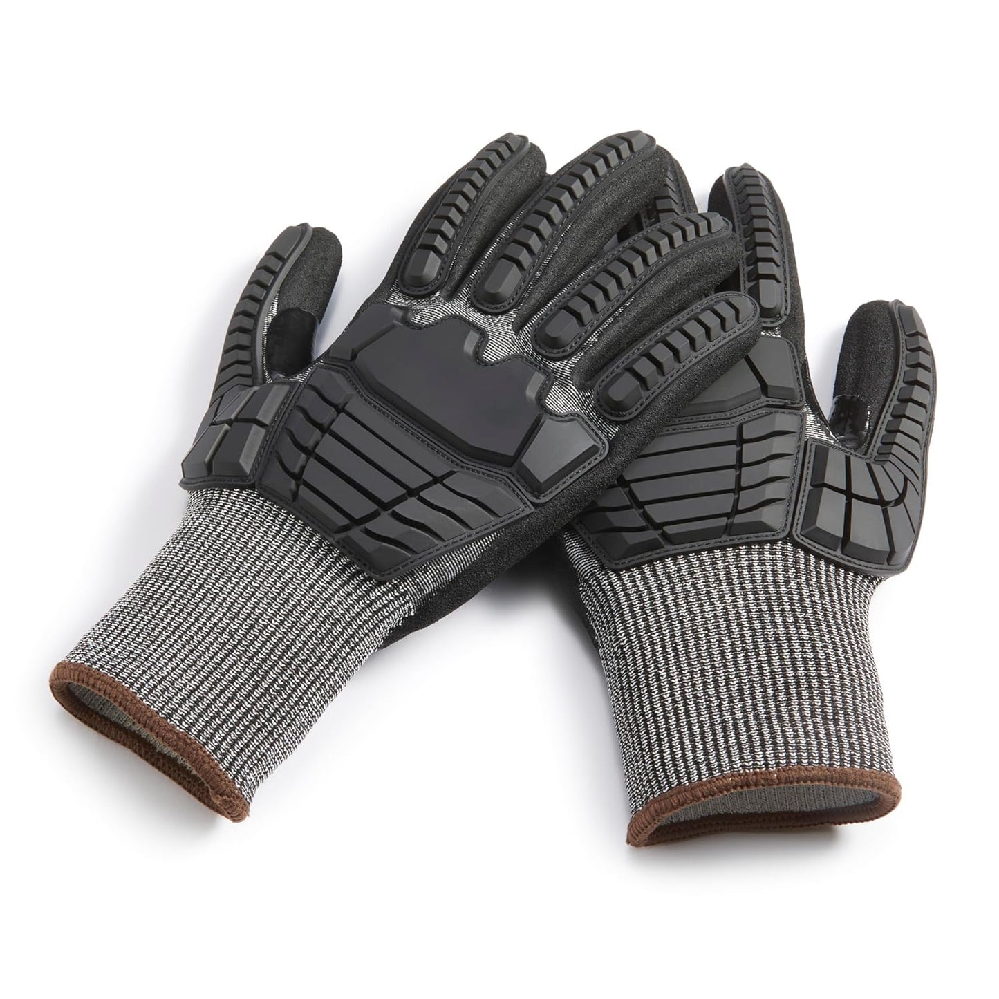 Amazon Basics Cut Level A2, Abrasion ANSI Level A4, Impact Protection Work Gloves, Touchscreen Compatible, 15G Sandy Nitrile Palm, Cut-Resistant, Pack of 100 Pairs, Black, Size XX-Small