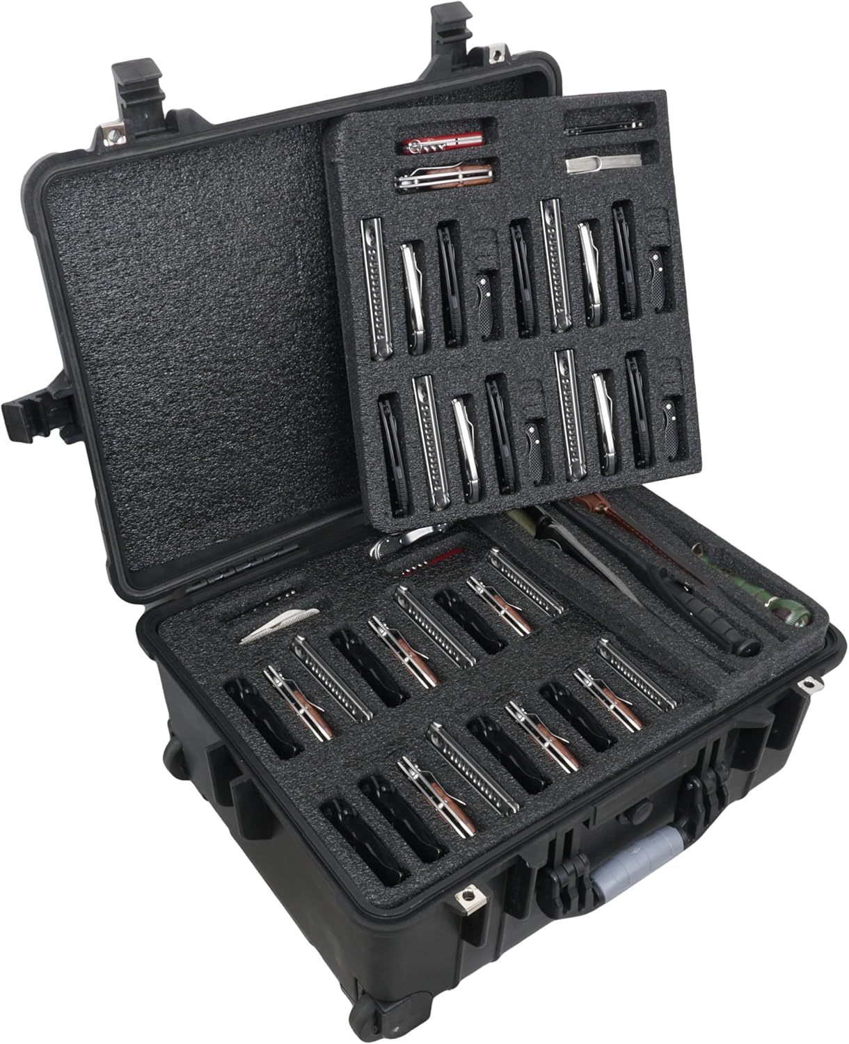 Case Club 147 Folding Knife Case - Hard Sided Travel and Storage Organizer fits a Variety of Folding Knives, Swiss Army Knives, Butterfly Knives, Fixed Blades & More. Lockable, Rugged, Waterproof.