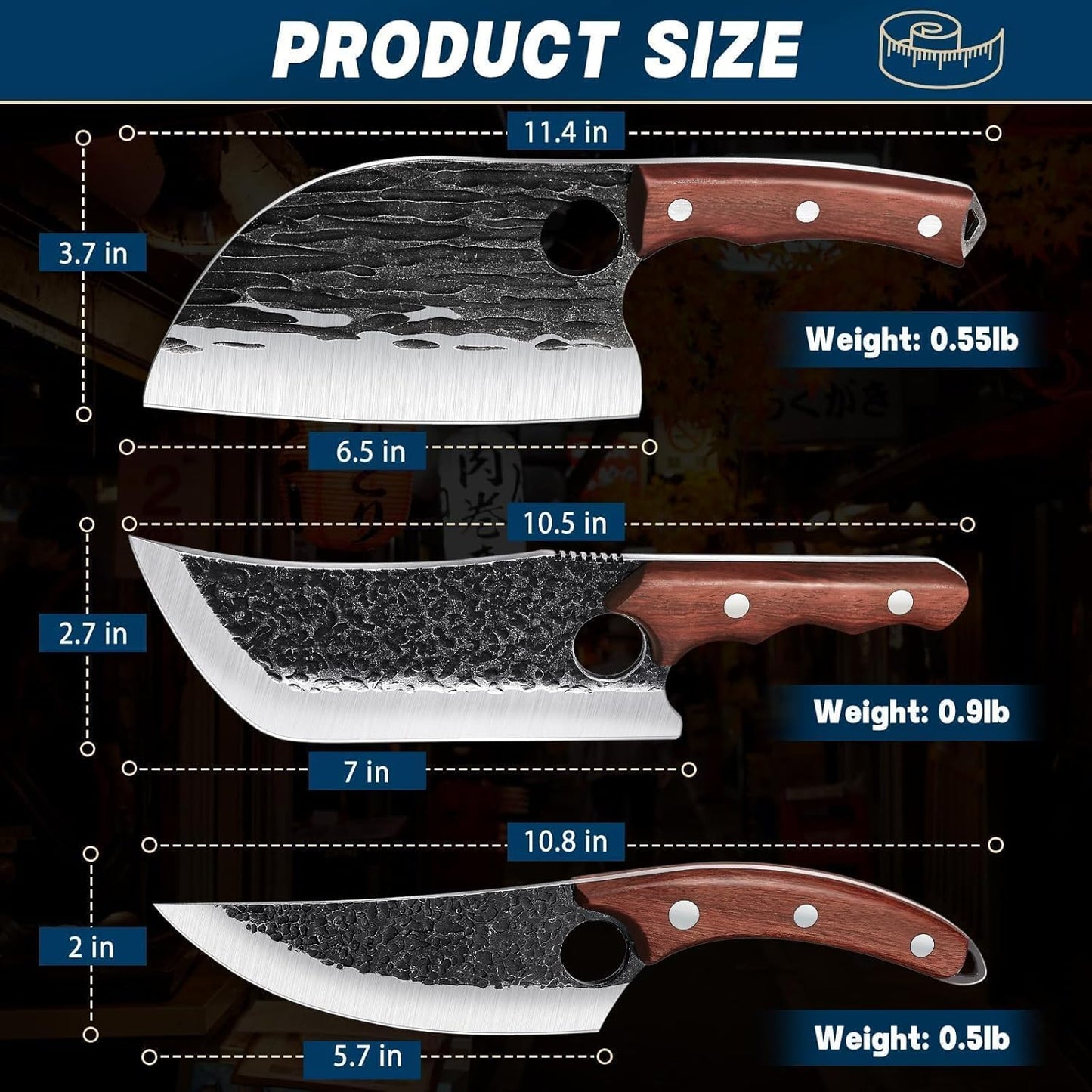 TAN REN Butcher Brisket Knife for Meat Carving, 12 Inch Cimeter Meat Slicing Knife with Wood Handle, Full Tang Breaking Knives for BBQ and Turkey
