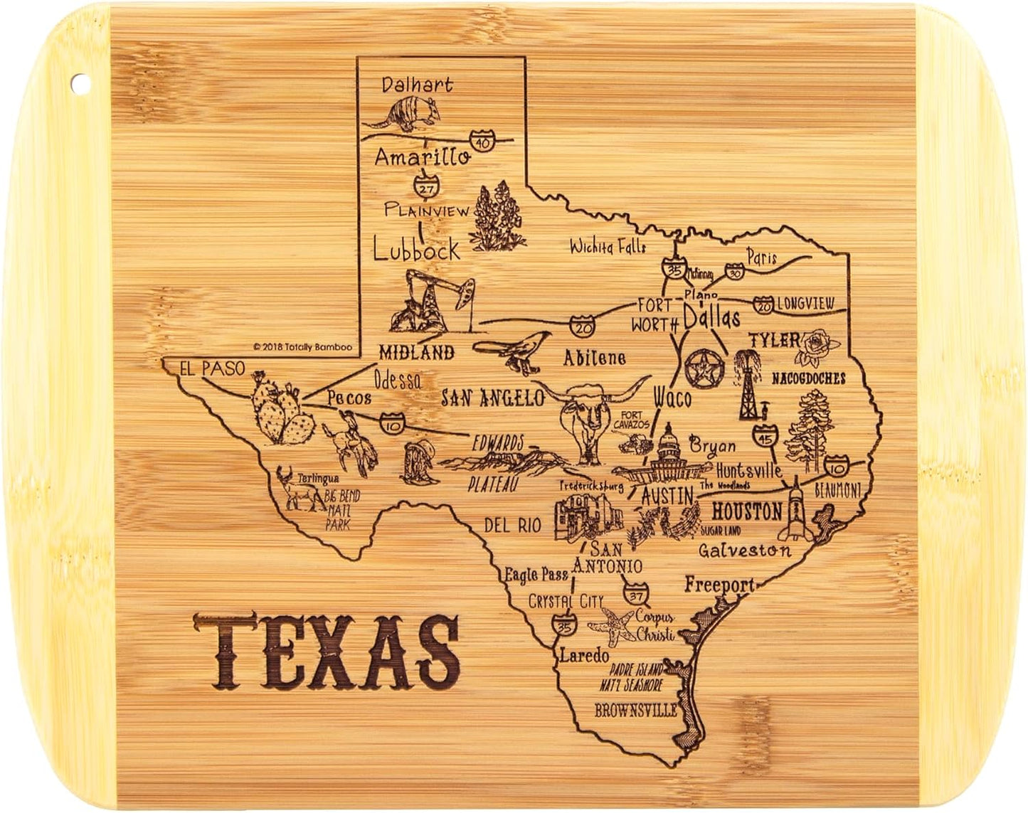 Totally Bamboo A Slice of Life New Jersey State Serving and Cutting Board, 11" x 8.75" - Colors B