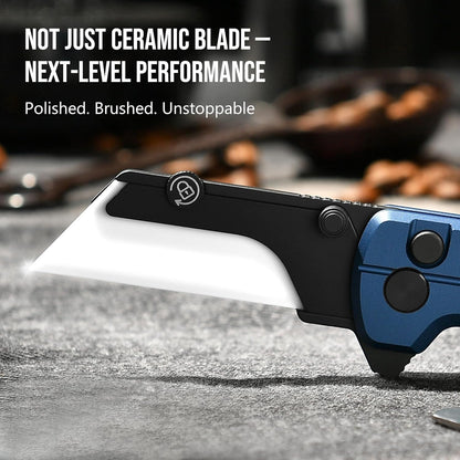 OKNIFE U1 Ultra Titanium Pocket Folding Utility Knife w/Ceramic Blade, Button Lock EDC Box Cutter with Clip for Men Women