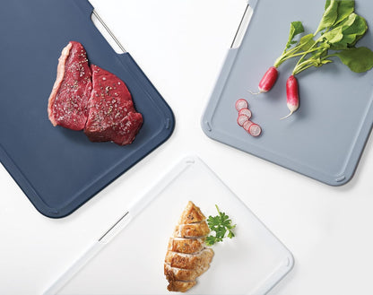 Joseph Joseph Nest 3 Piece Color Coded Cutting Board Set With Storage Stand, Regular - Grey/Blue