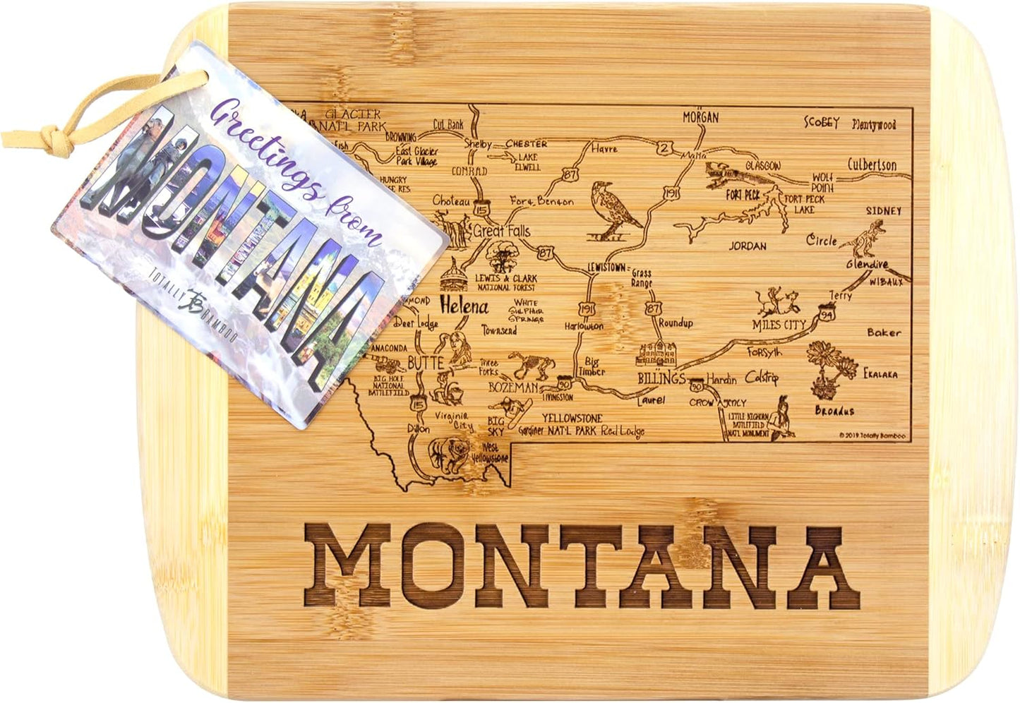 Totally Bamboo A Slice of Life New Jersey State Serving and Cutting Board, 11" x 8.75" - Colors B