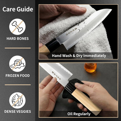 6.7 Inch Santoku Knife, Made in Japan, High Carbon Molybdenum Stainless Steel Japanese Chef Knife with Sakura Handle, Kitchen Knife for Slicing Meat, Vegetable & Fruit